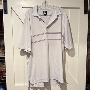 FootJoy White Polo Shirt with Subtle Stripes
